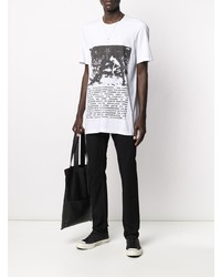 T-shirt à col rond imprimé blanc et noir Rick Owens DRKSHDW