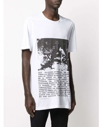 T-shirt à col rond imprimé blanc et noir Rick Owens DRKSHDW