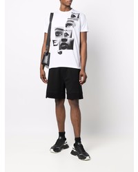 T-shirt à col rond imprimé blanc et noir DSQUARED2