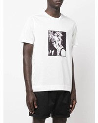 T-shirt à col rond imprimé blanc et noir Limitato