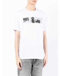 T-shirt à col rond imprimé blanc et noir Armani Exchange