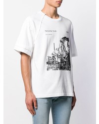 T-shirt à col rond imprimé blanc et noir Off-White