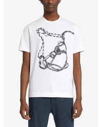 T-shirt à col rond imprimé blanc et noir Z Zegna