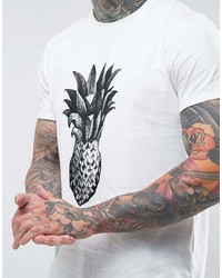 T-shirt à col rond imprimé blanc et noir People Tree