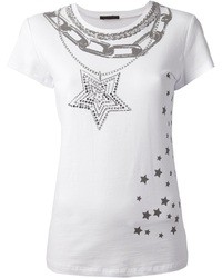 T-shirt à col rond imprimé blanc et noir Pinko