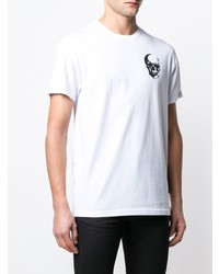 T-shirt à col rond imprimé blanc et noir Philipp Plein