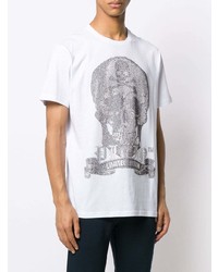 T-shirt à col rond imprimé blanc et noir Philipp Plein