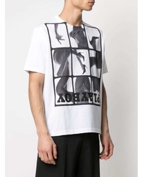 T-shirt à col rond imprimé blanc et noir Junya Watanabe