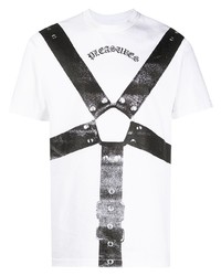 T-shirt à col rond imprimé blanc et noir Pleasures