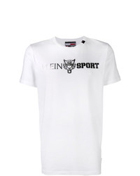 T-shirt à col rond imprimé blanc et noir Plein Sport