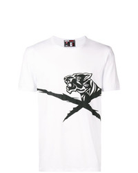 T-shirt à col rond imprimé blanc et noir Plein Sport