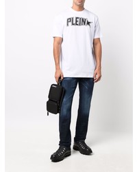 T-shirt à col rond imprimé blanc et noir Philipp Plein