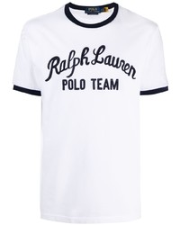 T-shirt à col rond imprimé blanc et noir Polo Ralph Lauren