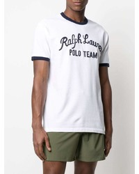 T-shirt à col rond imprimé blanc et noir Polo Ralph Lauren