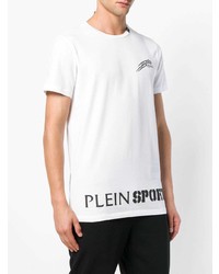 T-shirt à col rond imprimé blanc et noir Plein Sport