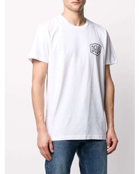 T-shirt à col rond imprimé blanc et noir Deus Ex Machina