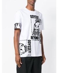 T-shirt à col rond imprimé blanc et noir McQ Alexander McQueen