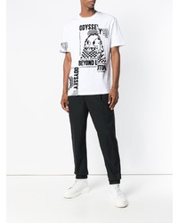 T-shirt à col rond imprimé blanc et noir McQ Alexander McQueen