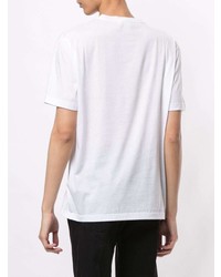 T-shirt à col rond imprimé blanc et noir Giorgio Armani