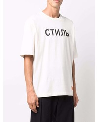 T-shirt à col rond imprimé blanc et noir Heron Preston