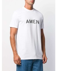 T-shirt à col rond imprimé blanc et noir Amen