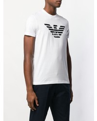 T-shirt à col rond imprimé blanc et noir Emporio Armani