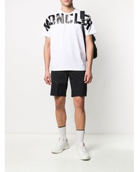 T-shirt à col rond imprimé blanc et noir Moncler