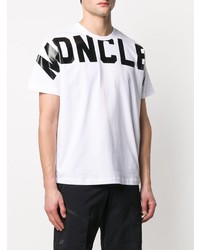 T-shirt à col rond imprimé blanc et noir Moncler