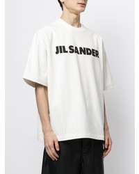 T-shirt à col rond imprimé blanc et noir Jil Sander