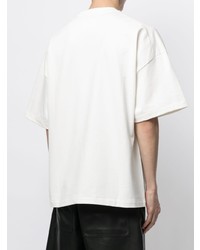 T-shirt à col rond imprimé blanc et noir Jil Sander