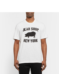 T-shirt à col rond imprimé blanc et noir Jean Shop