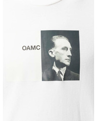 T-shirt à col rond imprimé blanc et noir Oamc