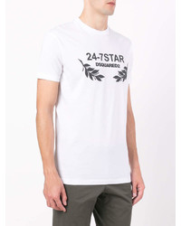 T-shirt à col rond imprimé blanc et noir DSQUARED2