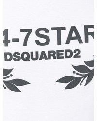 T-shirt à col rond imprimé blanc et noir DSQUARED2