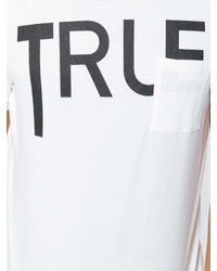 T-shirt à col rond imprimé blanc et noir Dondup