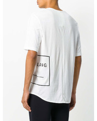 T-shirt à col rond imprimé blanc et noir Helmut Lang