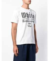 T-shirt à col rond imprimé blanc et noir White Mountaineering