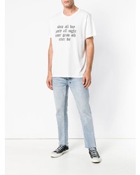 T-shirt à col rond imprimé blanc et noir Amiri