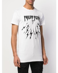 T-shirt à col rond imprimé blanc et noir Philipp Plein