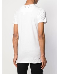 T-shirt à col rond imprimé blanc et noir Philipp Plein