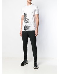 T-shirt à col rond imprimé blanc et noir DSQUARED2