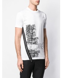 T-shirt à col rond imprimé blanc et noir DSQUARED2