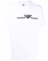 T-shirt à col rond imprimé blanc et noir Prmtvo