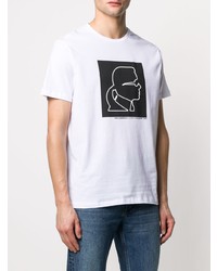 T-shirt à col rond imprimé blanc et noir Karl Lagerfeld