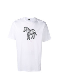 T-shirt à col rond imprimé blanc et noir Ps By Paul Smith