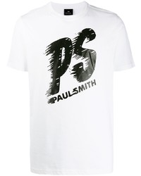 T-shirt à col rond imprimé blanc et noir PS Paul Smith