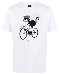 T-shirt à col rond imprimé blanc et noir PS Paul Smith