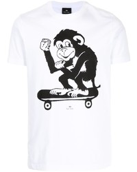 T-shirt à col rond imprimé blanc et noir PS Paul Smith