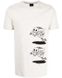 T-shirt à col rond imprimé blanc et noir PS Paul Smith