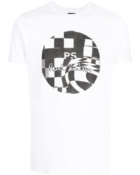 T-shirt à col rond imprimé blanc et noir PS Paul Smith